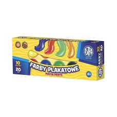 Farby Plakatowe ASTRA Zestaw 10 Kolorów 20 ml Szkolne