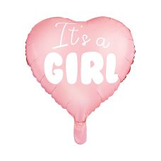 Balon Foliowy Serce "It's a girl" Jasnoróżowy 45cm