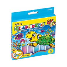 Farby Witrażowe AMOS GD10P6 - 6 Kolorów po 10,5 ml + Kontur