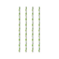 Słomki papierowe wzór Green Dots długość 200 mm średnica 6 mm opakowanie 100 sztuk