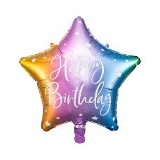 Balon Foliowy Gwiazdka Happy Birthday Mix Kolorów 40cm