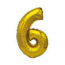 Balon foliowy cyfra 6 złoty 80 cm - dekoracja eventowa