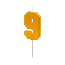 Świeczka urodzinowa Cyferka 9, żółta, 6 cm