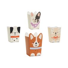 Pudełka na Popcorn Pieski Mix Kolorów 8,7x8,7 cm (1 opakowanie / 6 sztuk)