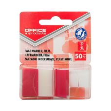 Zakładki indeksujące OFFICE PRODUCTS, PP, 25x43mm, 1x50 kart., blister, czerwone