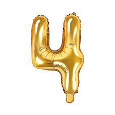 Balon Foliowy Cyfra 4 Złoty 35cm do Powietrza