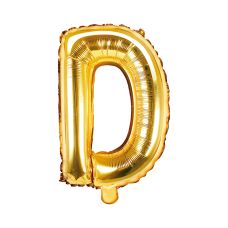 Balon Foliowy Litera D Złoty 35 cm do Napełniania Powietrzem
