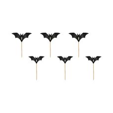 Dekoracje do Muffinek Nietoperze Czarne Papierowe 3.6-4.7cm 6 sztuk