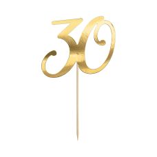 Topper na Tort Liczba "30" Złoty Dekoracyjny 20.5cm