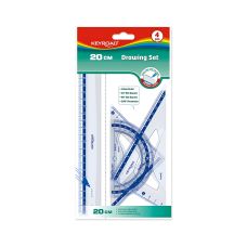 Zestaw geometryczny KEYROAD plastikowy transparentny z linijką 20 cm