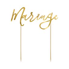 Topper na Tort Mariage Złoty Papier Lustrzany 22,5 cm