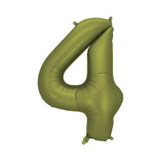 Balon Foliowy Cyfra 4 Oliwkowy Satynowy 86cm