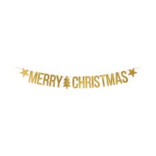 Baner Dekoracyjny Merry Christmas Złoty Lustrzany 10,5x150cm