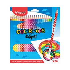 Kredki Trójkątne Ścieralne z Gumką 24 Kolory Maped Color Peps Oops