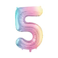 Balon Foliowy Cyfra 5 Pastelowy Tęczowy 86 cm