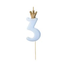 Świeczka Urodzinowa Cyferka 3 Jasnoniebieska 9.5cm