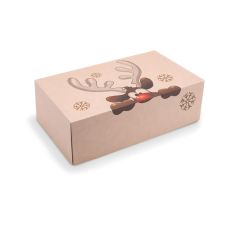 Pudełko kraft z pokrywką zadrukowane wzorem Renifer 25 x 15 x 8 cm 50 sztuk
