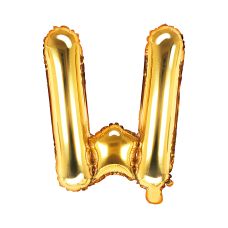 Balon foliowy Litera "W", 35cm, złoty