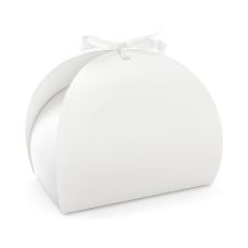 Pudełko na ciasto białe z tasiemką 16,5x14x9,5 cm (10 sztuk)