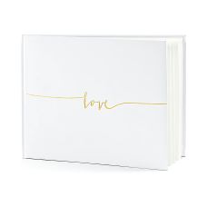 Księga Gości Love kremowa ze złotym napisem 24x18,5cm 22 kartki