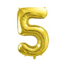 Balon Foliowy Cyfra 5 Jasny Złoty 72cm