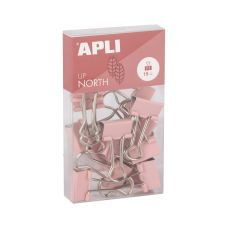 Klipy do dokumentów APLI Up North, 19mm, różowe, 15 sztuk w pudełku z zawieszką