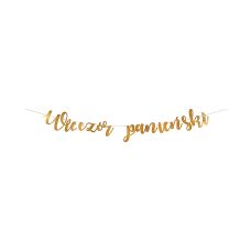 Baner Dekoracyjny Wieczór Panieński Złoty Lustrzany 150x21,5cm