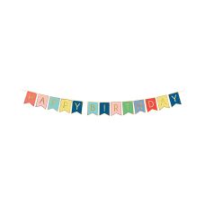 Baner Dekoracyjny Happy Birthday Mix Kolorów Złoty Napis 15 x 175 cm