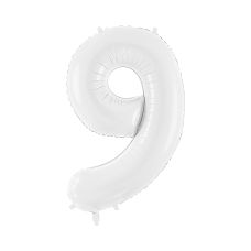 Balon Foliowy Cyfra 9 Biały 86 cm do Powietrza i Helu
