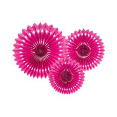 Rozety Dekoracyjne Bibułowe Ciemnoróżowe Zestaw 20-30cm 3 sztuki