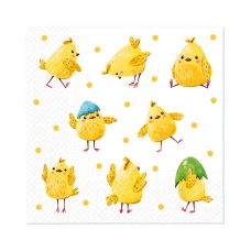 Serwetki papierowe 3-warstwowe Crazy Chickens, składanie 1/4, 33 x 33 cm 20 szt.