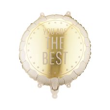 Balon foliowy pastylka "You Are The Best" 35x35 cm beżowy ze złotym nadrukiem