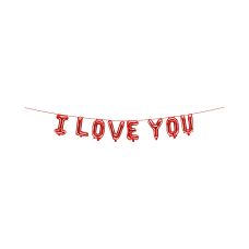 Balon Foliowy Napis I Love You Metalizowany Czerwony 210x35 cm
