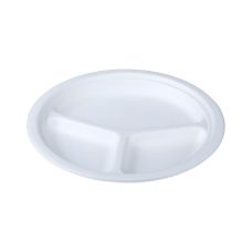 Talerz papierowy z trzciny cukrowej okrągły trójdzielny średnica 26 cm 50 sztuk