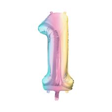 Balon Foliowy Cyfra 1 Pastelowy Tęczowy 86cm