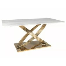 Stół złoty stelaż 160x90 ceramiczny blat biały efekt marmuru Signal