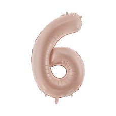 Balon Foliowy Cyfra 6 Matowy Ciemny Beż 72cm