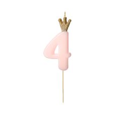 Świeczka Urodzinowa Cyferka 4 Jasnoróżowa 9.5cm