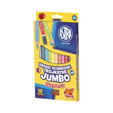 Kredki ołówkowe Jumbo trójkątne Astra 12 kolorów zestaw dla dzieci i biura