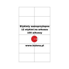 Etykiety samoprzylepne bez nadruku A4 105x48 mm 12 na arkuszu - opakowanie 100 sztuk