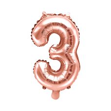 Balon Foliowy Cyfra 3 Różowe Złoto 35cm do Powietrza