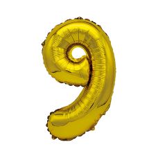Balon foliowy cyfra 9 złoty, dekoracja eventowa, wysokość 80 cm
