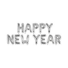 Balon Foliowy Happy New Year Srebrny 422x46 cm z Zestawem do Pompowania