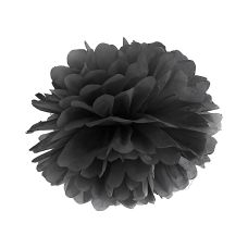 Pompon Bibułowy Czarny Dekoracyjny 25 cm