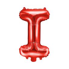 Balon foliowy Litera 'I', 35cm, czerwony, metalizowany