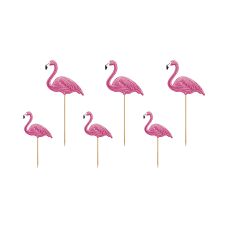 Toppery Dekoracyjne Flamingi Aloha Egzotyczne, 15-23,5cm (1 opakowanie / 6 sztuk)
