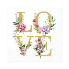 Serwetki papierowe 3-warstwowe Love Power 1/4 składane 33 x 33 cm 20 sztuk