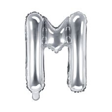 Balon Foliowy Litera M Srebrny Metalizowany 35cm Powietrze