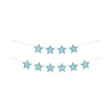 Baner Dekoracyjny Baby Shower Papierowy Jasnoniebieski 290x16.5 cm