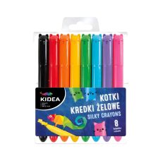 Kredki żelowe Kidea wykręcane 8 kolorów z motywem kotków